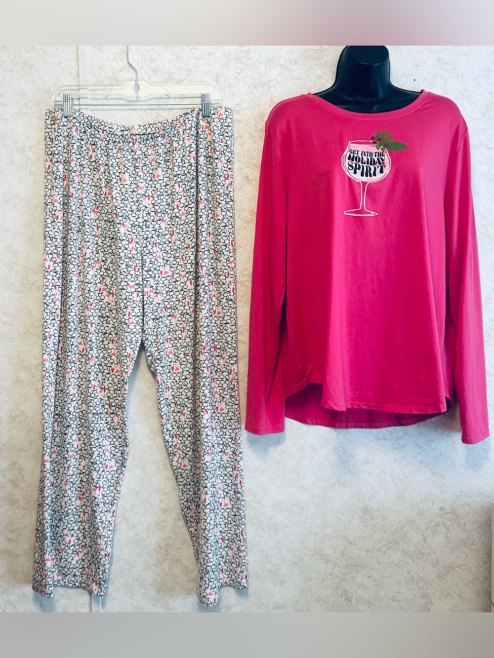 Hue Women's Super Soft Pajama Set Long Sleeve Get in the Holiday Spirit Size XL